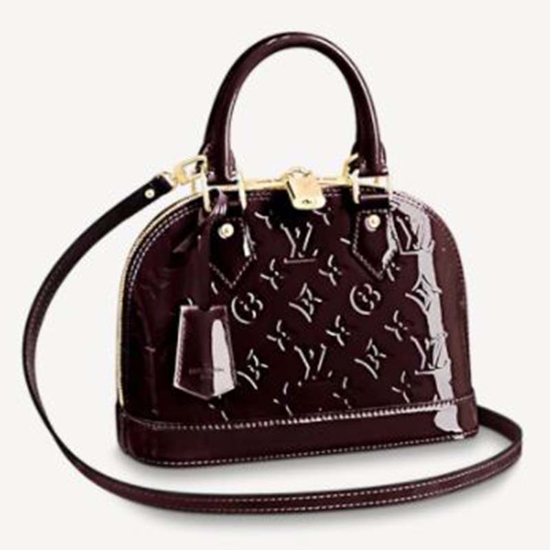 Louis Vuitton LV Unisex Alma BB Handbag Amarante Red Monogram Vernis  Embossed Patent Calf Leather - LULUX