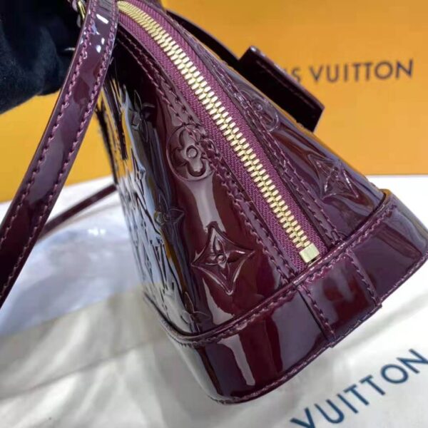 Louis Vuitton LV Unisex Alma BB Handbag Amarante Red Monogram Vernis Embossed Patent Calf Leather (5)
