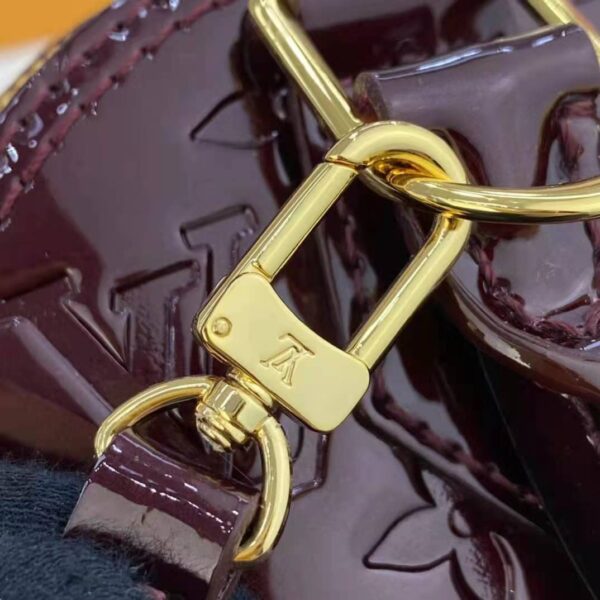 Louis Vuitton LV Unisex Alma BB Handbag Amarante Red Monogram Vernis Embossed Patent Calf Leather (9)