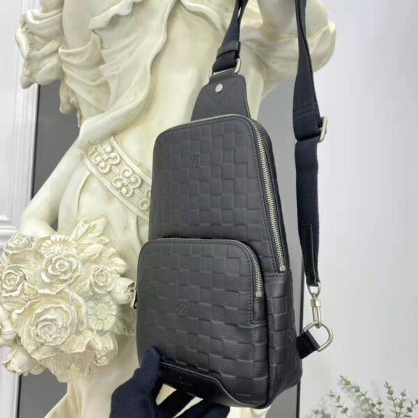 Louis Vuitton LV Unisex Avenue Sling Bag Black Damier Infini Cowhide Leather (10)