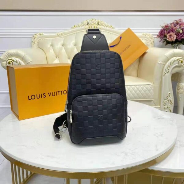 Louis Vuitton LV Unisex Avenue Sling Bag Black Damier Infini Cowhide Leather (9)