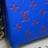 Louis Vuitton LV Unisex Cruissin PM Handbag Blue Red Monogram Embossed Puffy Lambskin