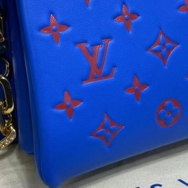 Louis Vuitton LV Unisex Cruissin PM Handbag Blue Red Monogram Embossed Puffy Lambskin (12)