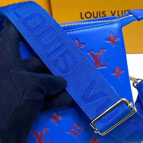 Louis Vuitton LV Unisex Cruissin PM Handbag Blue Red Monogram Embossed Puffy Lambskin (13)