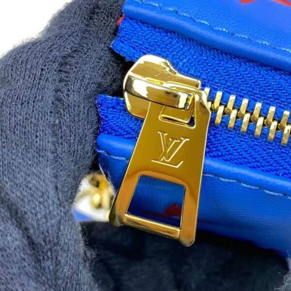 Louis Vuitton LV Unisex Cruissin PM Handbag Blue Red Monogram Embossed Puffy Lambskin (3)