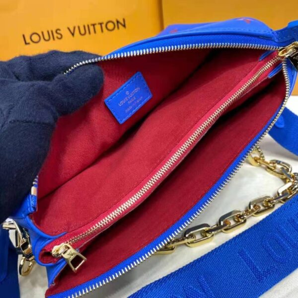 Louis Vuitton LV Unisex Cruissin PM Handbag Blue Red Monogram Embossed Puffy Lambskin (6)