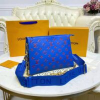 Louis Vuitton LV Unisex Cruissin PM Handbag Blue Red Monogram Embossed Puffy Lambskin