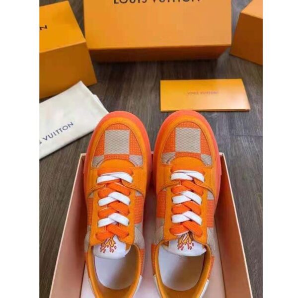 Louis Vuitton LV Unisex LV Ollie Sneaker Orange Raffia Leather Double Laces Vuitton Signature (4)