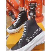 Louis Vuitton LV Unisex LV Squad Sneaker Boot Black Canvas and Calf Leather