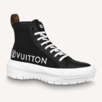Louis Vuitton LV Unisex LV Squad Sneaker Boot Black Canvas and Calf Leather