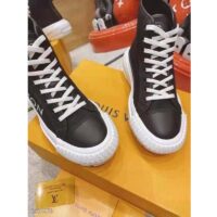 Louis Vuitton LV Unisex LV Squad Sneaker Boot Black Canvas and Calf Leather