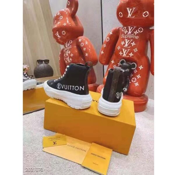 Louis Vuitton LV Unisex LV Squad Sneaker Boot Black Canvas and Calf Leather (9)