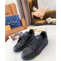 Louis Vuitton LV Unisex LV Trainer Sneaker Black Grained Calf Leather Rubber Outsole
