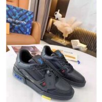 Louis Vuitton LV Unisex LV Trainer Sneaker Black Grained Calf Leather Rubber Outsole