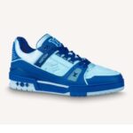 Louis Vuitton LV Unisex LV Trainer Sneaker Blu Monogramma in Pelle di Vitello Granulata