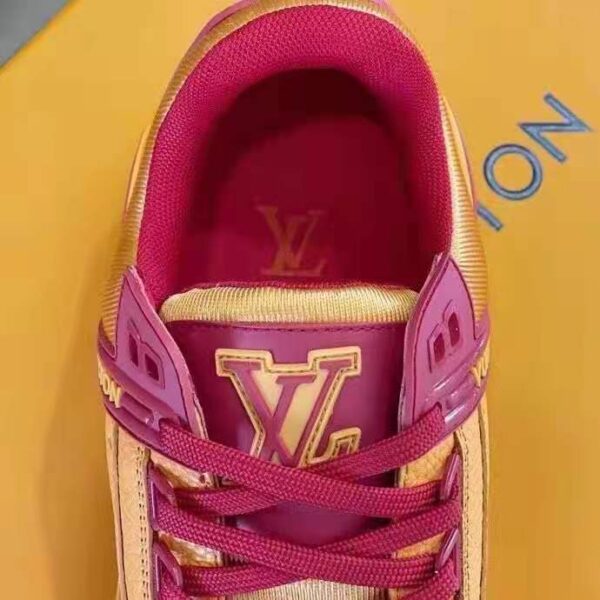 Louis Vuitton LV Unisex LV Trainer Sneaker Bordeaux Red Monogram Embossed Grained Calf Leather (2)