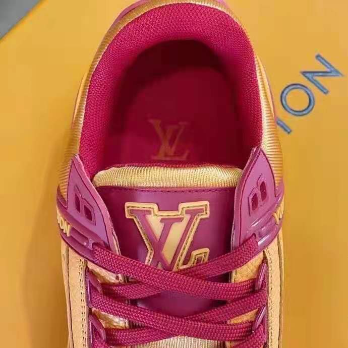Louis Vuitton Red Bordeaux Yellow Trainer Sneaker - Size LV 9.5