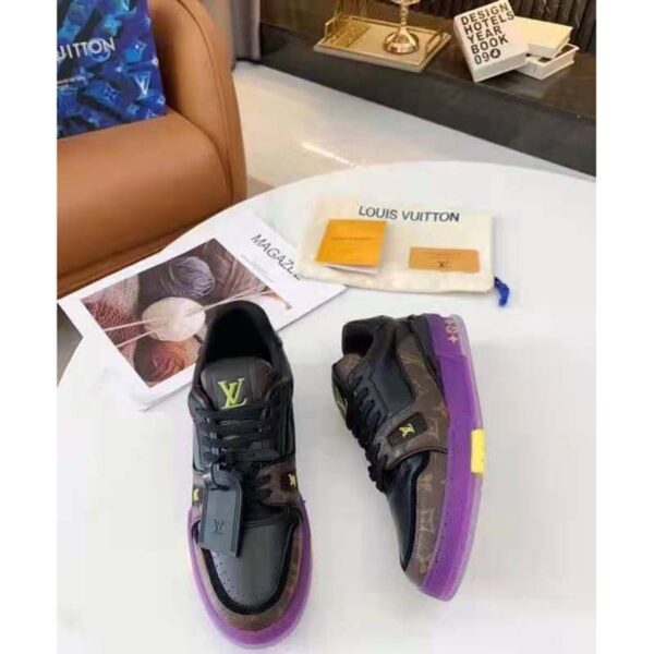 Louis Vuitton LV Unisex LV Trainer Sneaker Ebene Calf leather and Monogram Canvas (7)