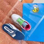 Louis Vuitton LV Unisex LV Trainer Sneaker Turquoise Calf Leather Rubber Outsole - Image 6