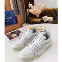 Louis Vuitton LV Unisex LV Trainer Sneaker White Grained Calf Leather Rubber Outsole