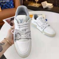 Louis Vuitton LV Unisex LV Trainer Sneaker White Grained Calf Leather Rubber Outsole