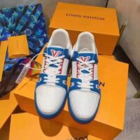 Louis Vuitton LV Unisex LV Trainer Sneaker White Mix of Materials Rubber Outsole