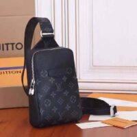 Louis Vuitton LV Unisex Outdoor Sling Bag Taigarama Noir Black Coated Canvas Cowhide Leather