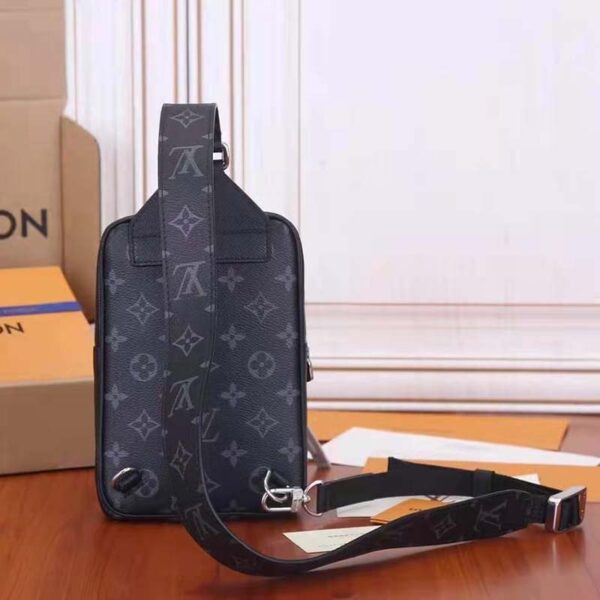 Louis Vuitton LV Unisex Outdoor Sling Bag Taigarama Noir Black Coated Canvas Cowhide Leather (5)