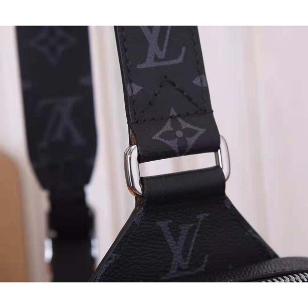 Louis Vuitton LV Unisex Outdoor Sling Bag Taigarama Noir Black Coated Canvas Cowhide Leather (8)