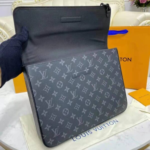 Louis Vuitton LV Unisex Pochette Steamer Monogram Eclipse Coated Canvas Cowhide Leather (14)