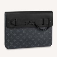 Louis Vuitton LV Unisex Pochette Steamer Monogram Eclipse Coated Canvas Cowhide Leather