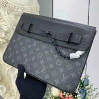 Louis Vuitton LV Unisex Pochette Steamer Monogram Eclipse Coated Canvas Cowhide Leather