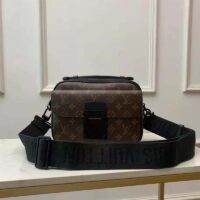 Louis Vuitton LV Unisex S Lock Messenger in Brown Monogram Macassar Coated Canvas