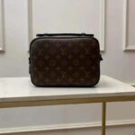 Louis Vuitton LV Unisex S Lock Messenger in Brown Monogram Macassar Coated Canvas - Image 4