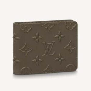 Louis Vuitton LV Unisex Slender Wallet Khaki Monogram Seal Cowhide Leather