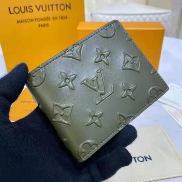 Louis Vuitton LV Unisex Slender Wallet Khaki Monogram Seal Cowhide Leather (3)