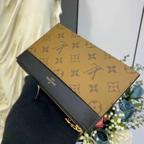 Louis Vuitton LV Unisex Slim Purse Black Monogram Reverse Coated Canvas Cowhide Leather (3)