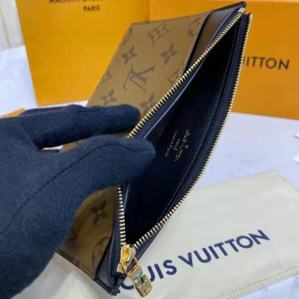 Louis Vuitton LV Unisex Slim Purse Black Monogram Reverse Coated Canvas Cowhide Leather (6)