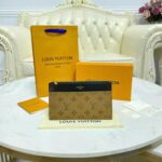 Louis Vuitton LV Unisex Slim Purse Black Monogram Reverse Coated Canvas Cowhide Leather - immagine 2