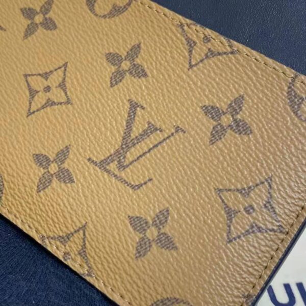Louis Vuitton LV Unisex Slim Purse Black Monogram Reverse Coated Canvas Cowhide Leather (8)