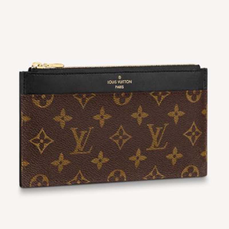 LV LV Unisex Slim Purse Brown Monogram Reverse Coated Canvas Cowhide  Leather in 2023