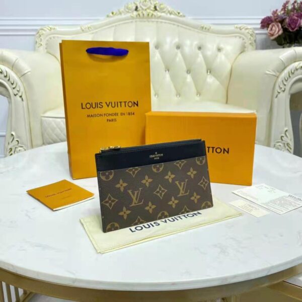 Louis Vuitton LV Unisex Slim Purse Brown Monogram Reverse Coated Canvas Cowhide Leather (7)