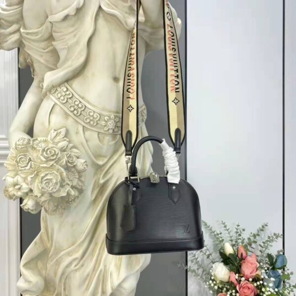 Louis Vuitton LV Women Alma BB Handbag Black Epi Grained Cowhide Leather (11)