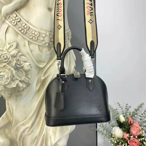 Louis Vuitton LV Women Alma BB Handbag Black Epi Grained Cowhide Leather (12)