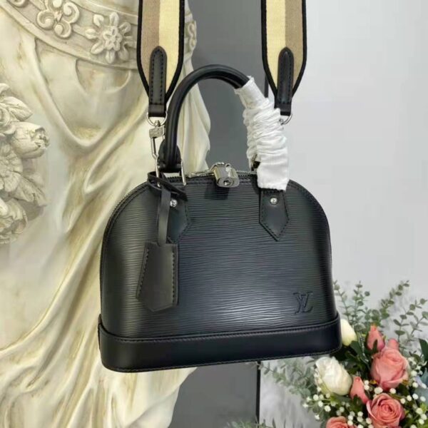 Louis Vuitton LV Women Alma BB Handbag Black Epi Grained Cowhide Leather (13)