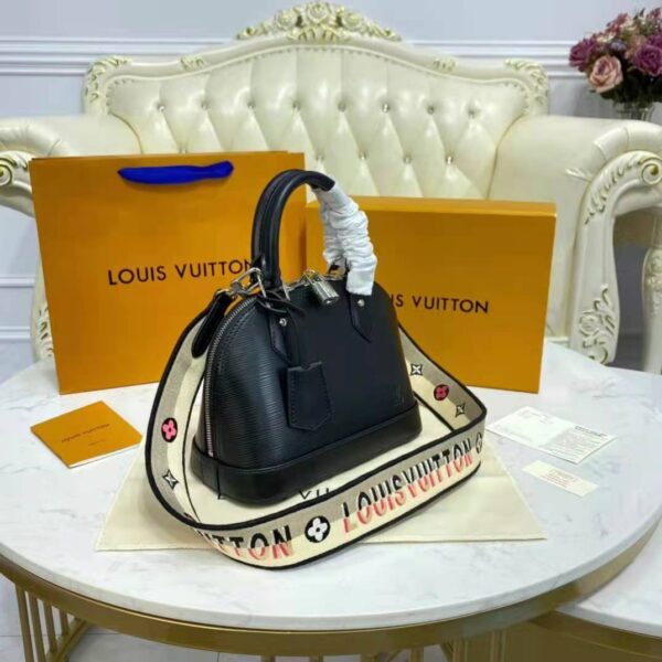 Louis Vuitton LV Women Alma BB Handbag Black Epi Grained Cowhide Leather (3)