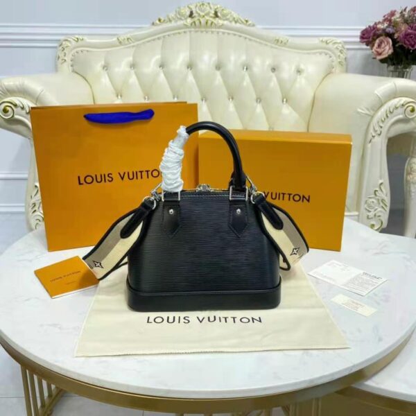 Louis Vuitton LV Women Alma BB Handbag Black Epi Grained Cowhide Leather (4)