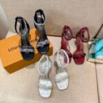 Louis Vuitton LV Women Appeal Sandal Black Suede Baby Goat Leather and Strass - immagine 13