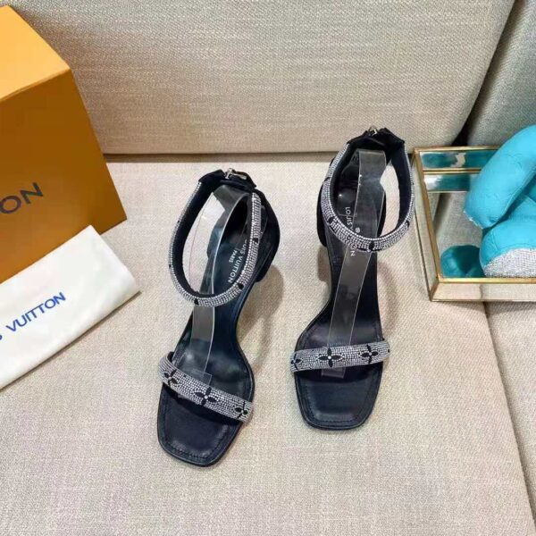 Louis Vuitton LV Women Appeal Sandal Black Suede Baby Goat Leather and Strass (2)