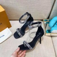 Louis Vuitton LV Women Appeal Sandal Black Suede Baby Goat Leather and Strass